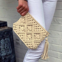 Load image into Gallery viewer, Bags - Macrame Clutch With Tassel - Cream
