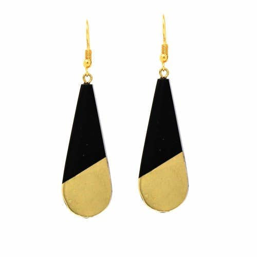 Earrings - Brass Black Gold Earrings