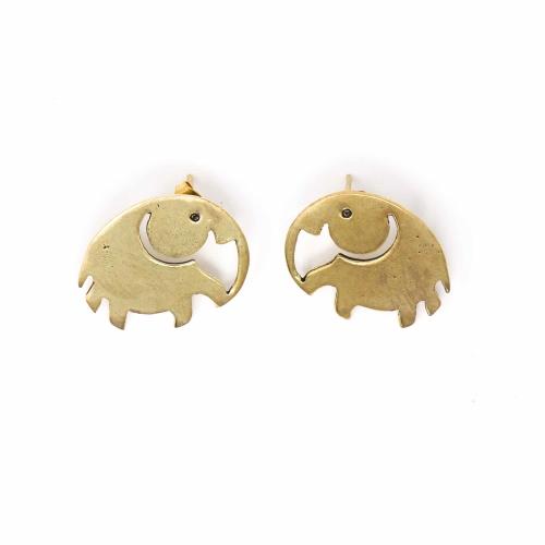 Earrings - Elephant Brass Stud Earrings