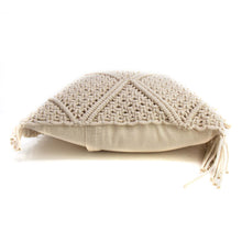 Load image into Gallery viewer, Home Decor - Macrame Square Pillow With Fringe
