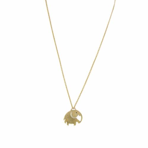 Necklaces - Elephant Pendant Brass Necklace