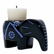 Load image into Gallery viewer, Soapstone - Elephant Soapstone Tea Light - Black
