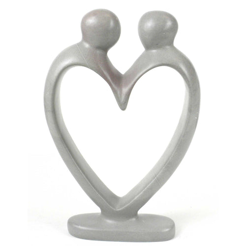 Soapstone - Soapstone Lover's Heart Sculpture In White