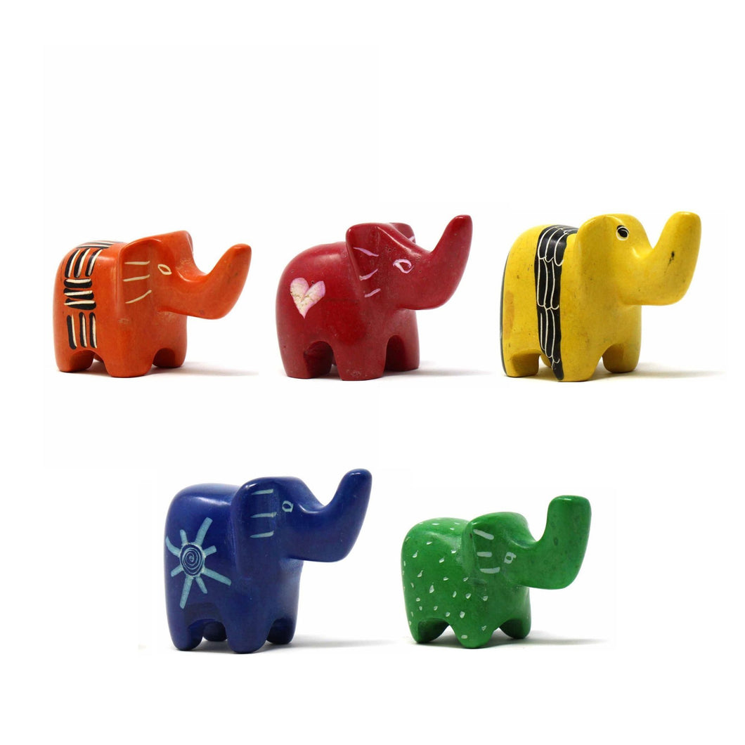 Soapstone - Tiny Soapstone Elephants - Assorted Pack Of 5 Colors