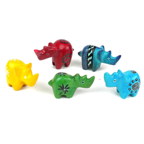 Soapstone - Tiny Soapstone Rhinos- Assorted Pack Of 5 Colors
