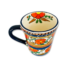 Load image into Gallery viewer, Tableware - Flared Hand Painted Mug - Orange Flowers
