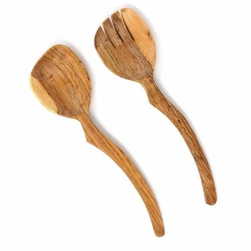 Tableware - Olive Wood Serving Set - Curved Handle