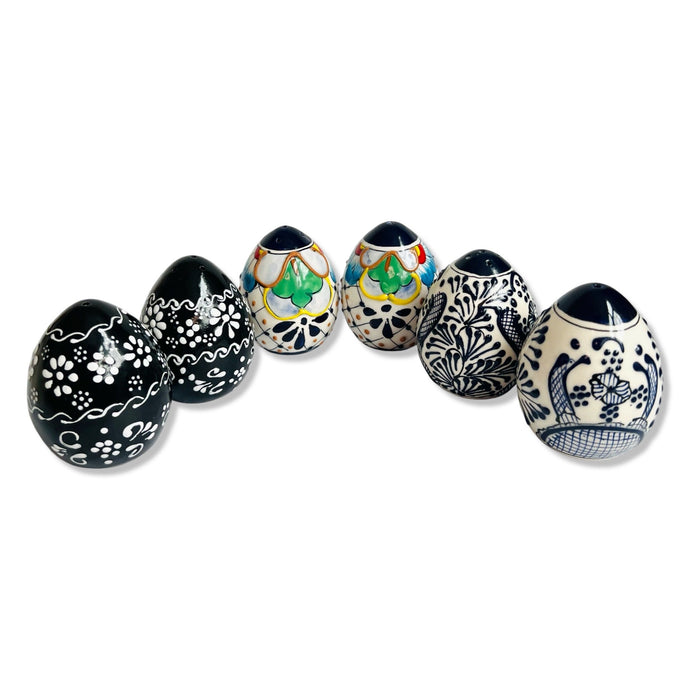 Tableware - Pair Of Hand Painted Pottery Spice Shakers