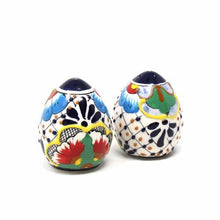 Load image into Gallery viewer, Tableware - Pair Of Hand Painted Pottery Spice Shakers - Dots &amp; Flowers
